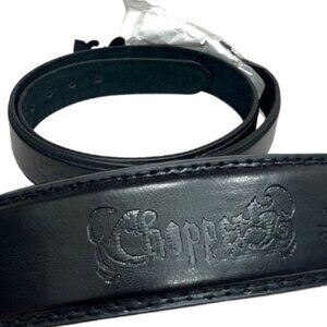 NEW Medium Black Tooled PU Leather Vegan Chopper Biker Belt Size Large 40"